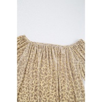 Beige Leopard Velvet Burnout Off Shoulder Long Sleeve Blouse - M thumbnail