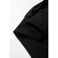 Black Contrast Stitches Detail Puffy Half Sleeve Blouse - M thumbnail