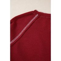 Red Sequin Santa Claus Graphic Textured Long Sleeve Top - XL thumbnail