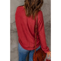 Red Christmas Tree Patch Long Sleeve Casual Top - S thumbnail