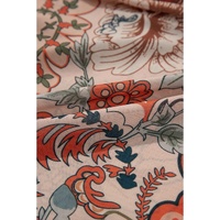 Orange Floral Print Deep V Neck Knot Bell Sleeve Blouse - L thumbnail