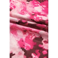 Rose Floral Mesh Flounce Sleeve Mock Neck Blouse - L thumbnail