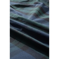 Green Stripe Plaid Puff Sleeve Frilled Trim Elegant Blouse - L thumbnail