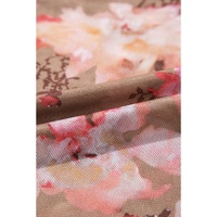 Red Floral Print Sheer Mesh Long Sleeve Top - L thumbnail