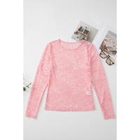 Blossom Floral Lace Sheer Long Sleeve Top - L thumbnail