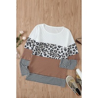 Azura Exchange Leopard Splicing Colorblock Long Sleeve Top - 2XL thumbnail