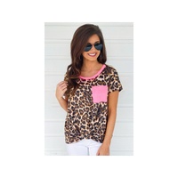 Azura Exchange Neon Pink Leopard Pocket T-shirt - M thumbnail