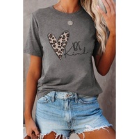 Azura Exchange Leopard Heart Shape Print Short Sleeve T-shirt - M thumbnail