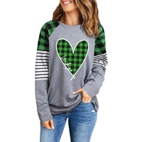 Azura Exchange Plaid Heart Color Block Long Sleeve Top - L thumbnail