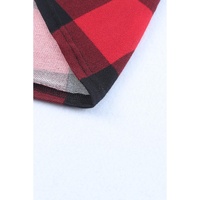 Plaid Print Leopard Splicing Striped Color Block Long Sleeve Top - S thumbnail