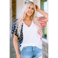 Azura Exchange Stars and Stripes V Neck Tee - S thumbnail