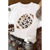 Azura Exchange White Leopard Heart Shape Rugby Print Short Sleeve T Shirt - 2XL thumbnail