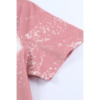 Pink Tie Dye Color Bleached Short Sleeve T Shirt - S thumbnail