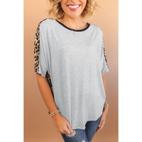 Azura Exchange Leopard Splicing O-neck Short Sleeve T Shirt - S thumbnail