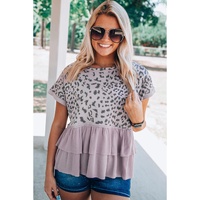 Azura Exchange Leopard Tiered Ruffle Top - S thumbnail