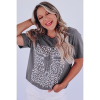 Azura Exchange Leopard Bull Skull Graphic Tee - L thumbnail
