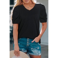 Azura Exchange V-Neck Puff Sleeve T-Shirt - L thumbnail