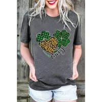 Azura Exchange Leopard Plaid Heart Clover Graphic Print T-Shirt - S thumbnail