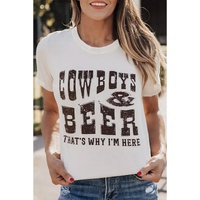 Azura Exchange COW BOYS & BEERS Letters Graphic T-shirt - M thumbnail