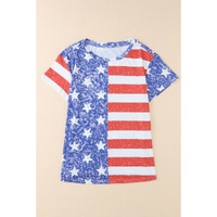 Azura Exchange American Flag Print Distressed Crew Neck T-Shirt - L thumbnail