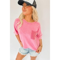 Azura Exchange Acid Wash Lace Patch Pocket T-Shirt - XL thumbnail