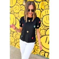 Azura Exchange Embroidered Flower Short Sleeve Tee - M thumbnail