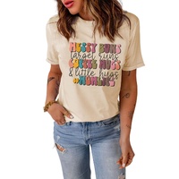 Azura Exchange MOMLIFE Slogan Graphic Print Crew Neck T Shirt in Khaki - L thumbnail