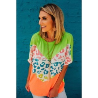 Azura Exchange Leopard Patchwork Waffle Knit T-Shirt - M thumbnail