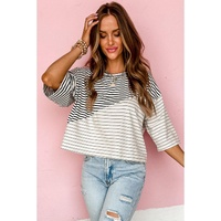 Azura Exchange Patchwork Striped Short Sleeve Top - L thumbnail