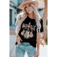 Azura Exchange Leopard Guitar Rose Print T-Shirt - L thumbnail