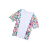 Azura Exchange Patchwork Floral Print Short Sleeve Top - M thumbnail