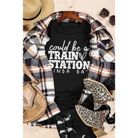 Black Could be a TRAIN STATION KINDA DAY Graphic Tee - XL thumbnail