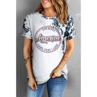 Gray America Slogan Tie Dye Print T Shirt - M thumbnail