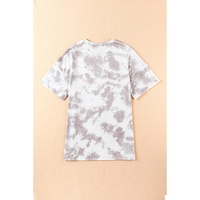 White Oversized Tie-dye AMERICA Graphic T-shirt with Distressing - S thumbnail