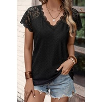 Azura Exchange Short-Sleeve Scalloped V-Neck Top - S thumbnail