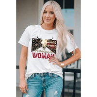 White American Woman Bull Skull Graphic T Shirt - 2XL thumbnail