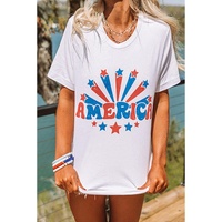White AMERICA Star Graphic Round Neck Tee - XL thumbnail