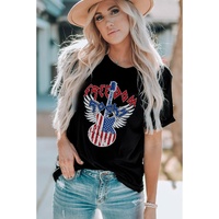 Black American Flag Guitar Print Crew Neck Tee - 2XL thumbnail