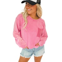 Azura Exchange Lace Patch Pocket Long Sleeve T-shirt - S thumbnail
