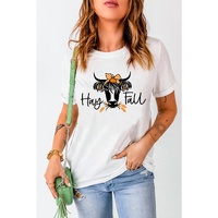 White Hay Fall Cow Head Graphic Tee - M thumbnail