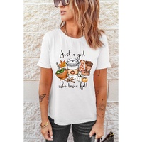 White Just A Girl Who Loves Fall Graphic T Shirt - M thumbnail