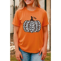 Orange Leopard Pumpkin Graphic Daily Fashion Tee - S thumbnail