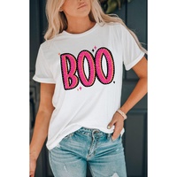 White BOO Crew Neck Graphic T Shirt - 2XL thumbnail