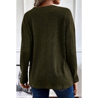 Jungle Green Rib Textured Henley Knit Top - M thumbnail