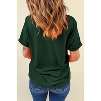 Green Casual Plain Crew Neck Tee - S thumbnail