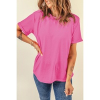 Sachet Pink Bright Casual Plain Crew Neck Tee - 2XL thumbnail