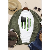 White St. Patricks Clover American Flag Print Crewneck Tee - M thumbnail