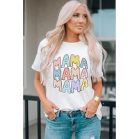 White MAMA Slogan Print Crew Neck Casual T Shirt - XL thumbnail