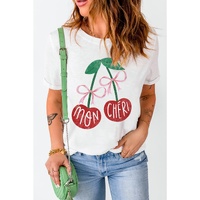 White MON CHERI Cherry Graphic Crewneck T shirt - XL thumbnail