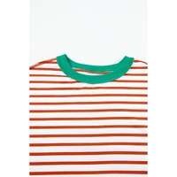 Orange Stripe Oversized Contrast Trim Exposed Seam High Low T Shirt - L thumbnail